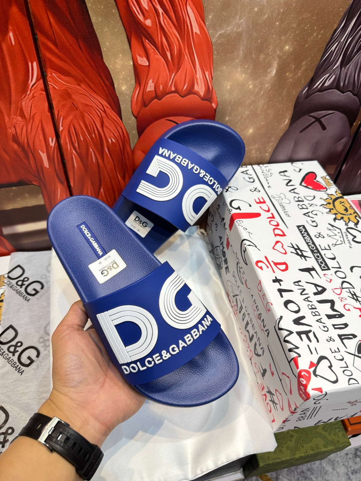Dolce & Gabbana DG Men's Embossed-Logo PVC Slides