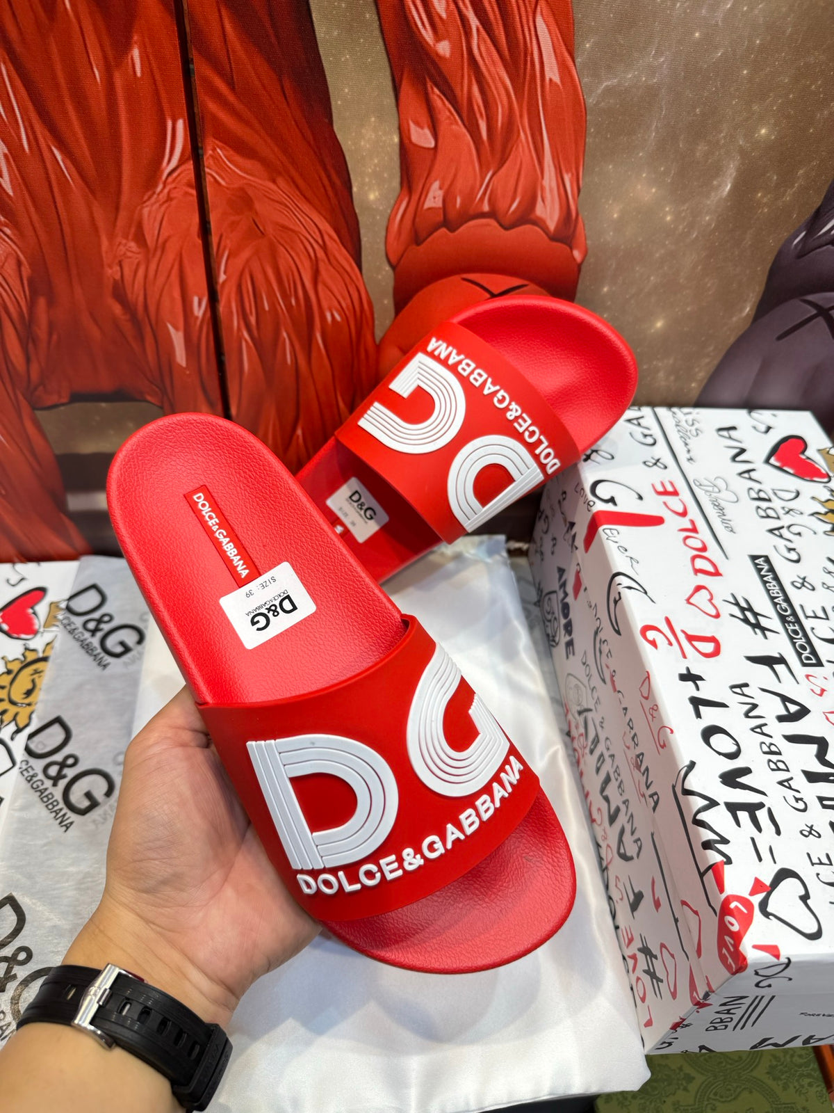 Dolce & Gabbana DG Men's Embossed-Logo PVC Slides