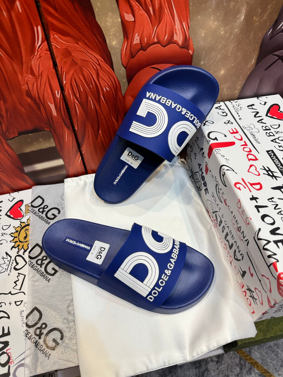 Dolce & Gabbana DG Men's Embossed-Logo PVC Slides