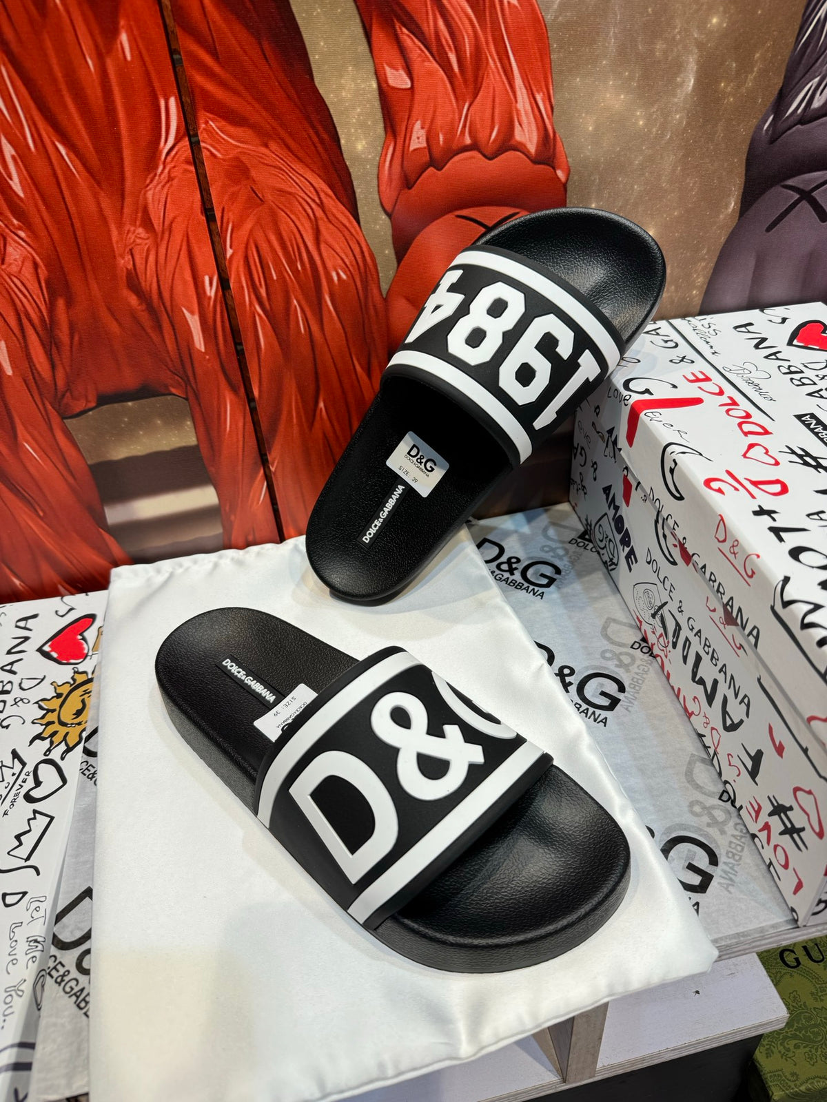 Dolce & Gabbana DG Men's Embossed-Logo PVC Slides