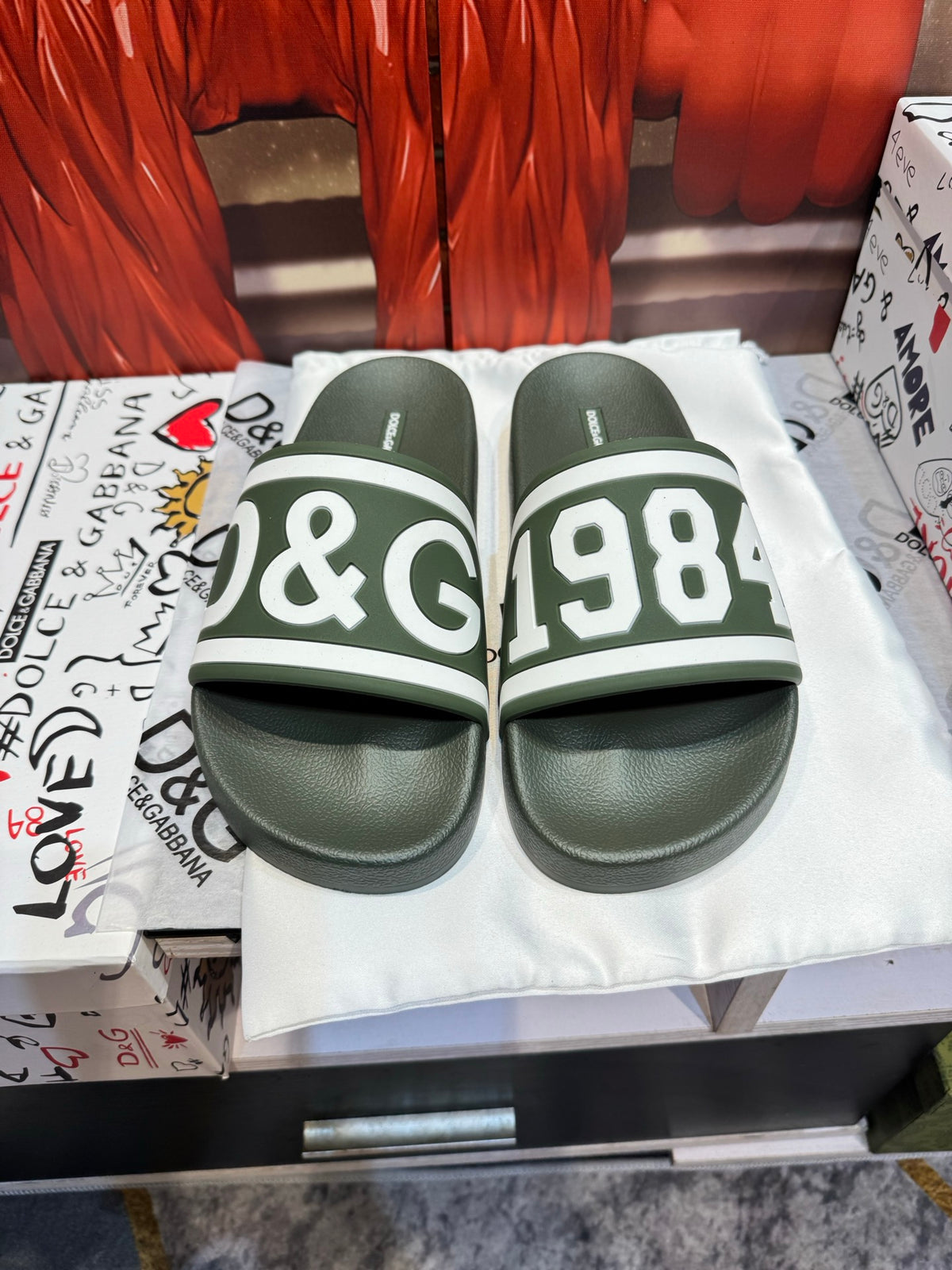 Dolce & Gabbana DG Men's Embossed-Logo PVC Slides