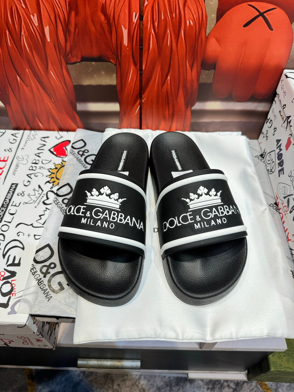 Dolce & Gabbana DG Men's Embossed-Logo PVC Slides