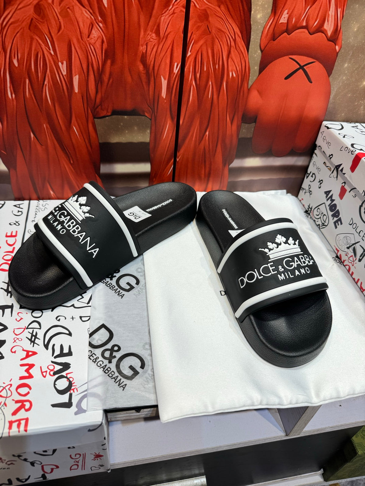 Dolce & Gabbana DG Men's Embossed-Logo PVC Slides