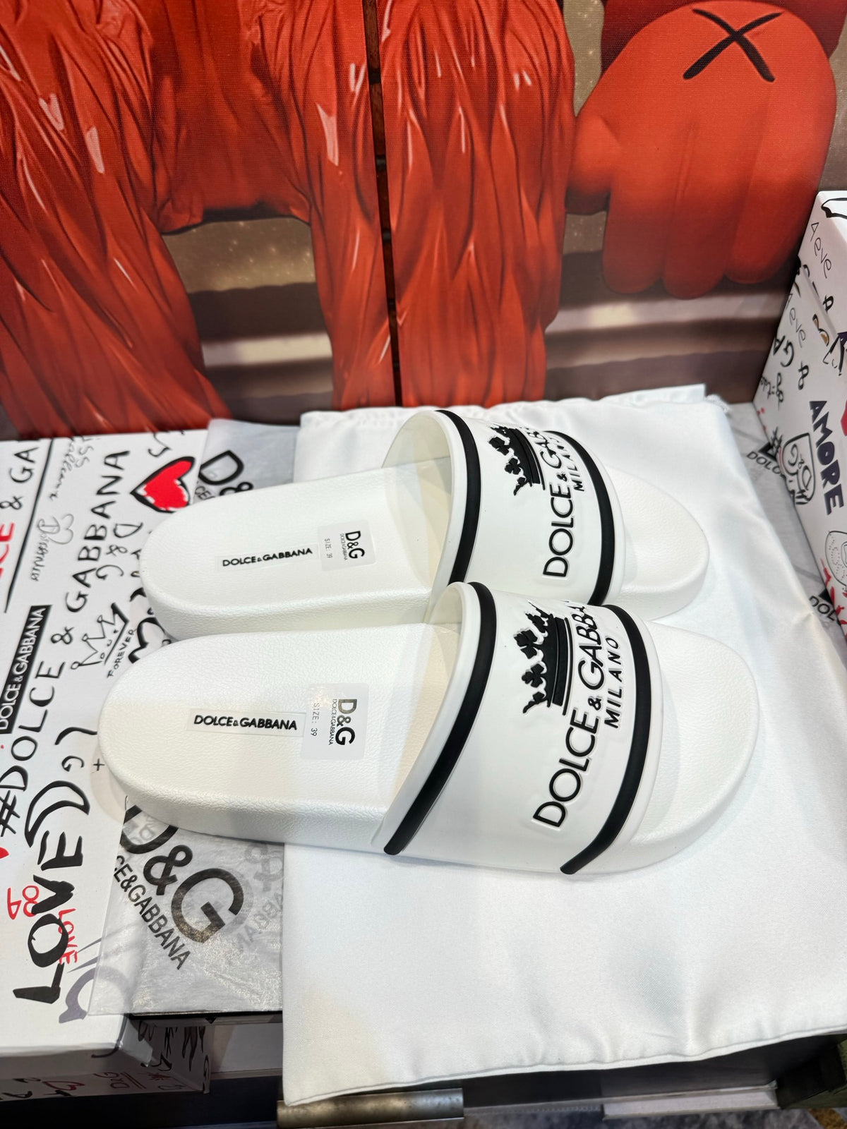 Dolce & Gabbana DG Men's Embossed-Logo PVC Slides