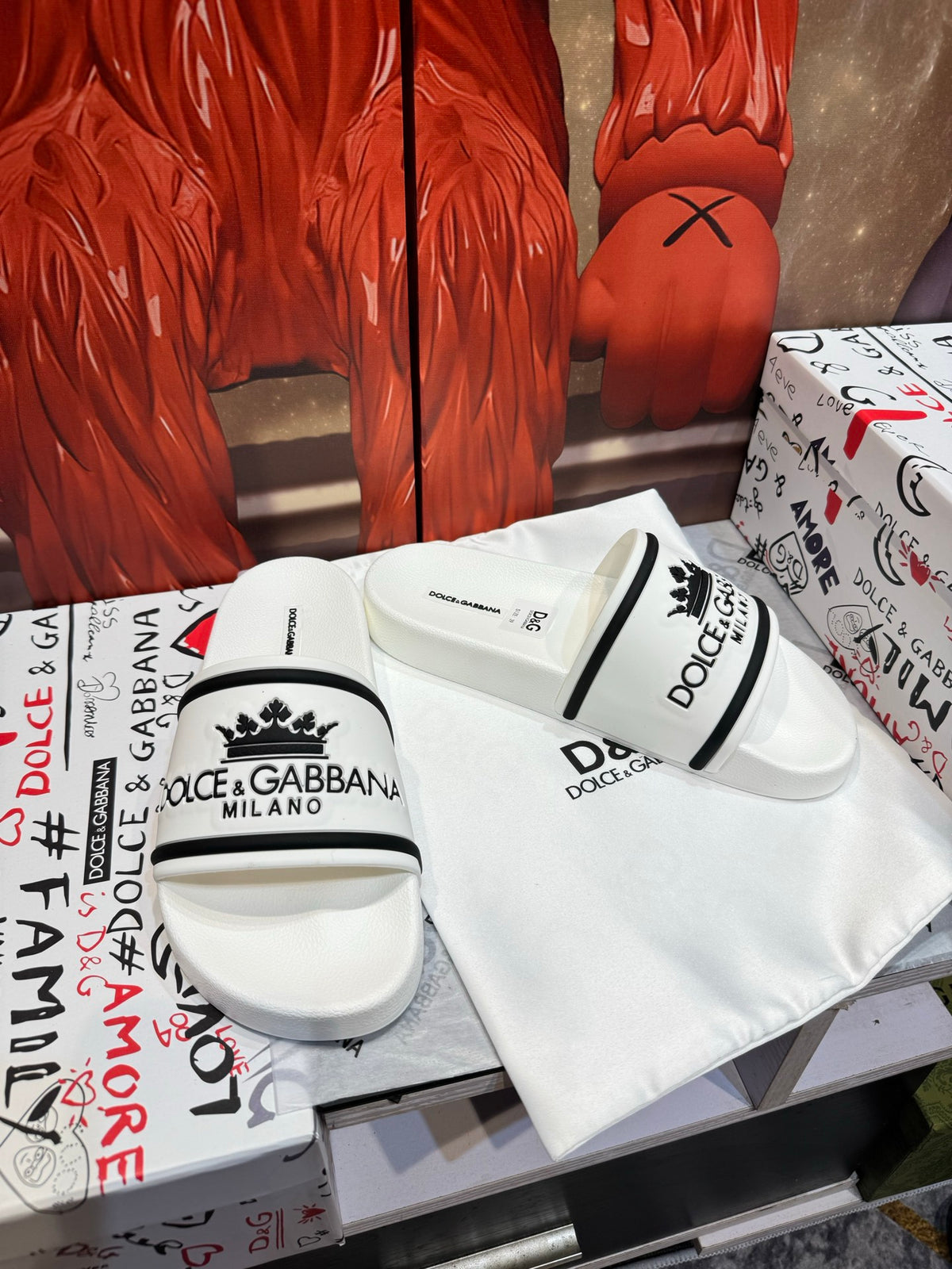 Dolce & Gabbana DG Men's Embossed-Logo PVC Slides