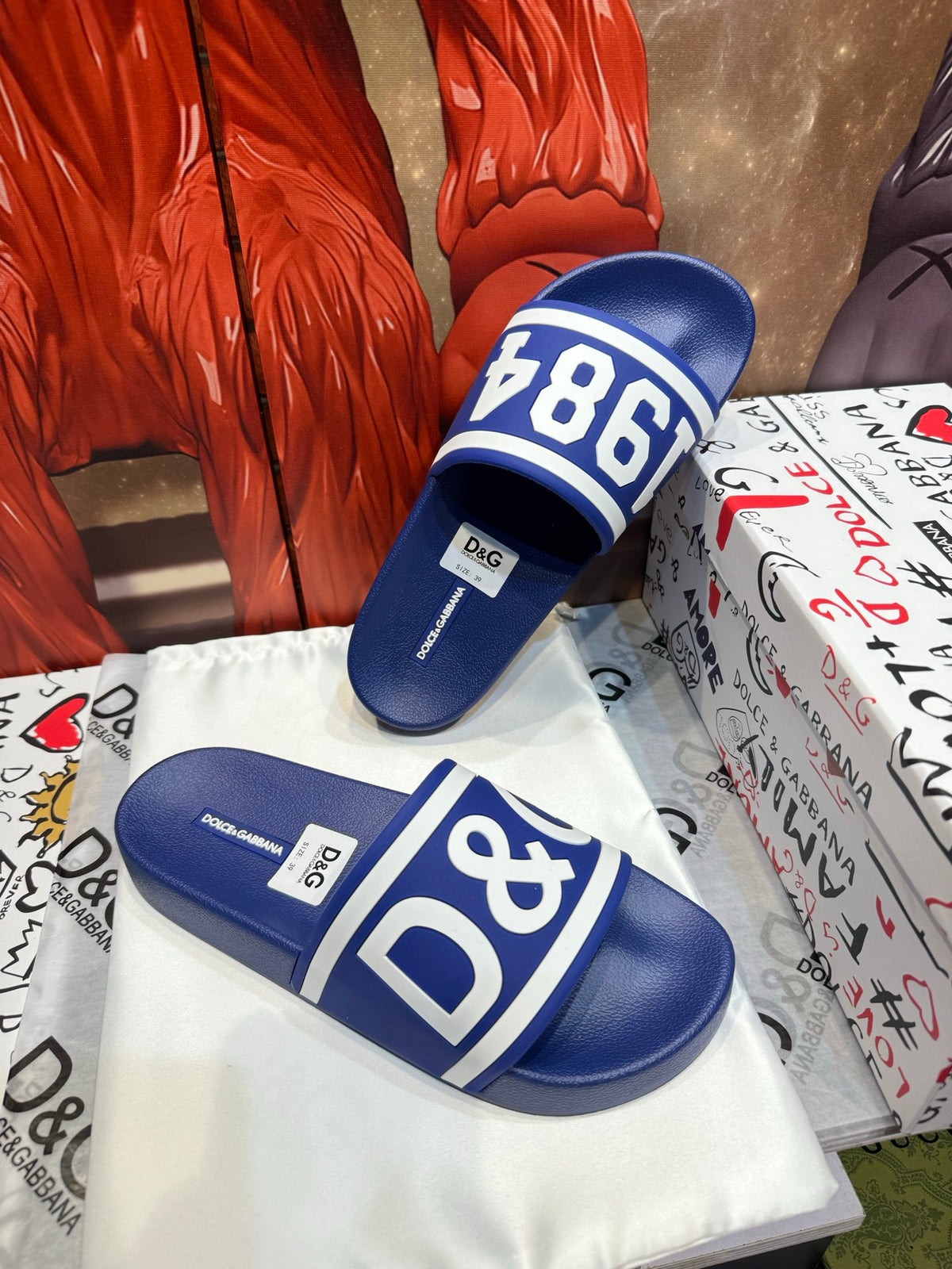 Dolce & Gabbana DG Men's Embossed-Logo PVC Slides
