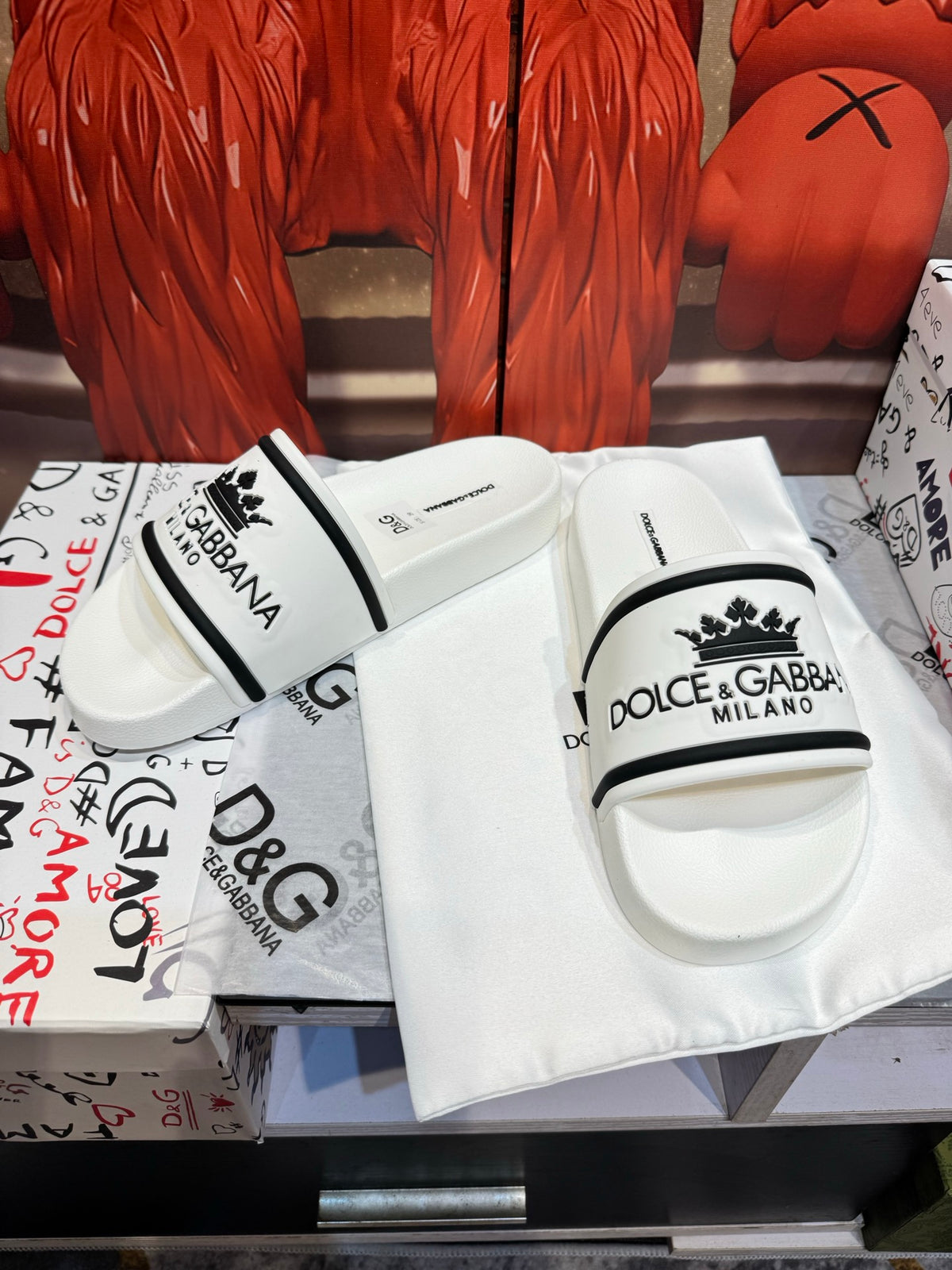 Dolce & Gabbana DG Men's Embossed-Logo PVC Slides