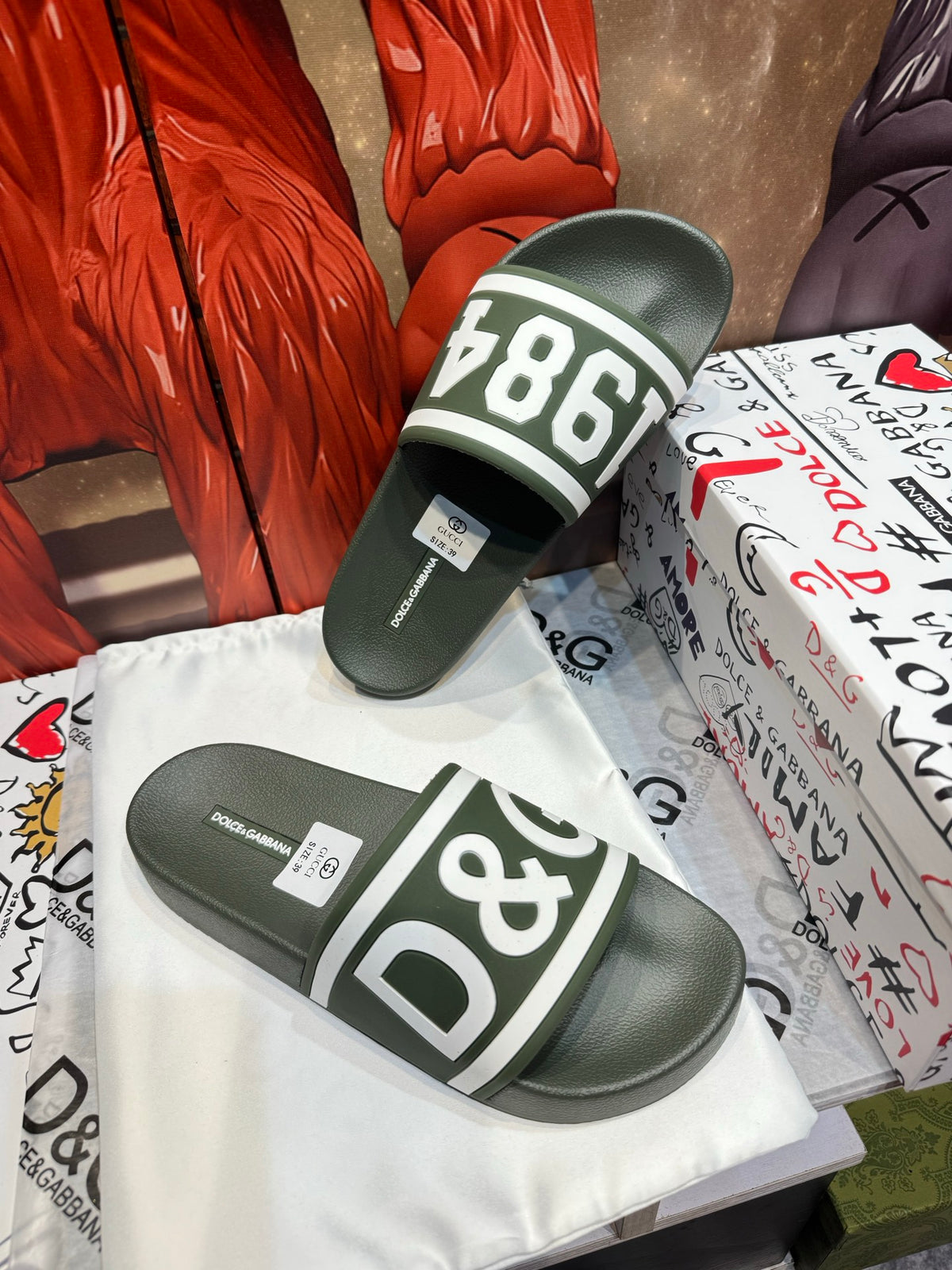 Dolce & Gabbana DG Men's Embossed-Logo PVC Slides