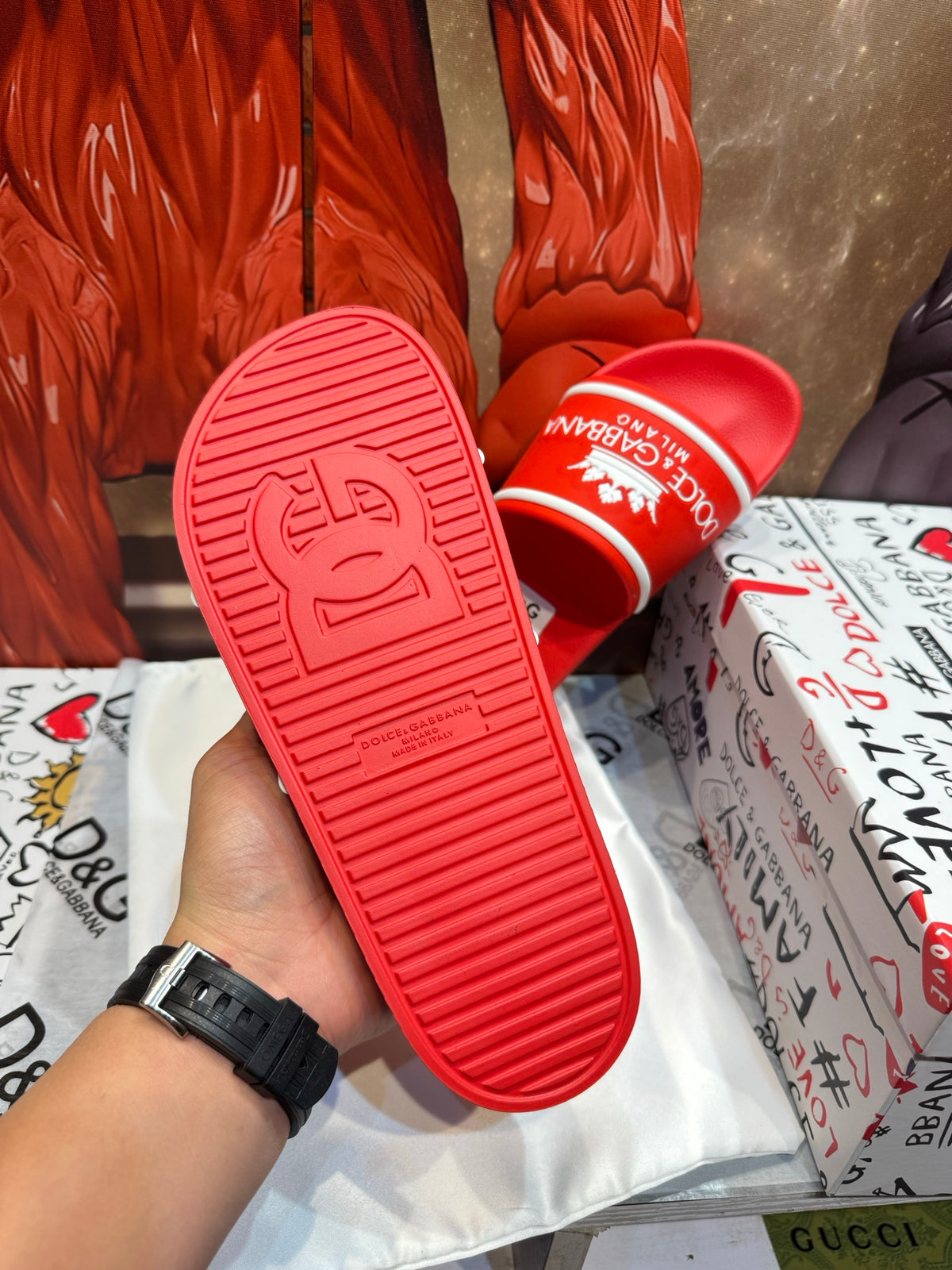 Dolce & Gabbana DG Men's Embossed-Logo PVC Slides