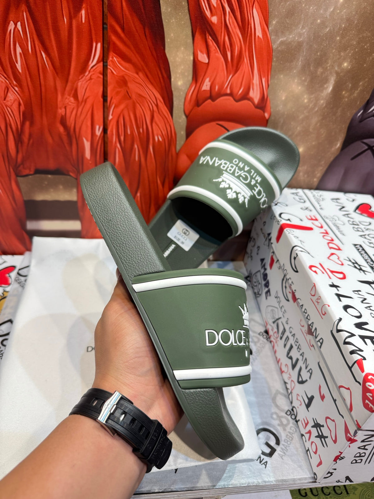 Dolce & Gabbana DG Men's Embossed-Logo PVC Slides