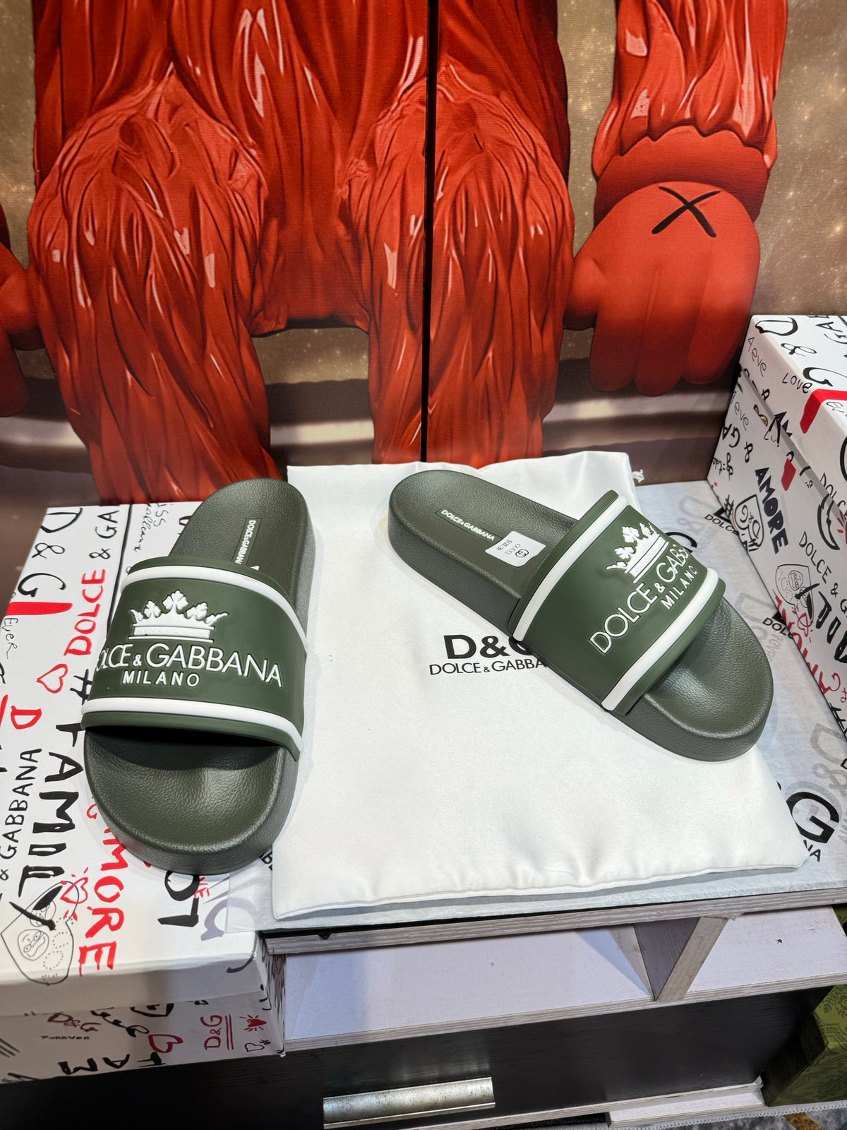 Dolce & Gabbana DG Men's Embossed-Logo PVC Slides