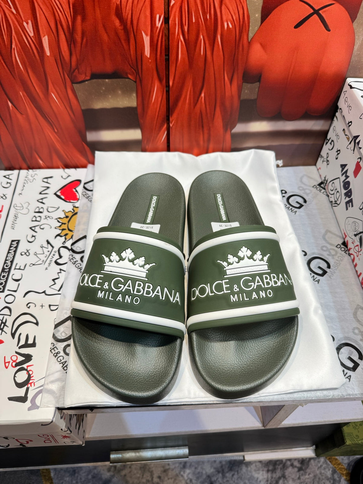Dolce & Gabbana DG Men's Embossed-Logo PVC Slides