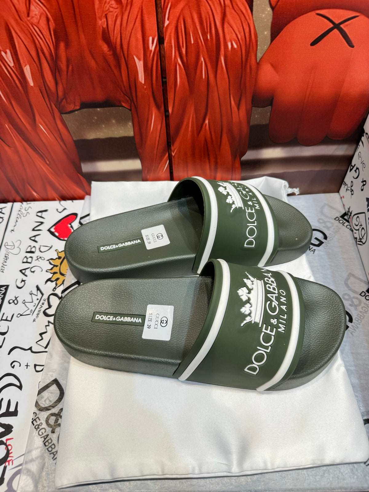 Dolce & Gabbana DG Men's Embossed-Logo PVC Slides
