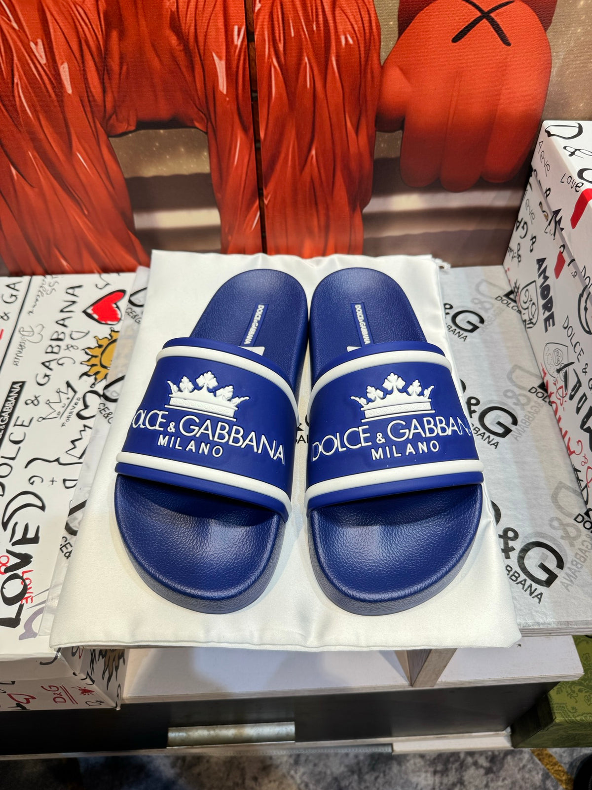 Dolce & Gabbana DG Men's Embossed-Logo PVC Slides