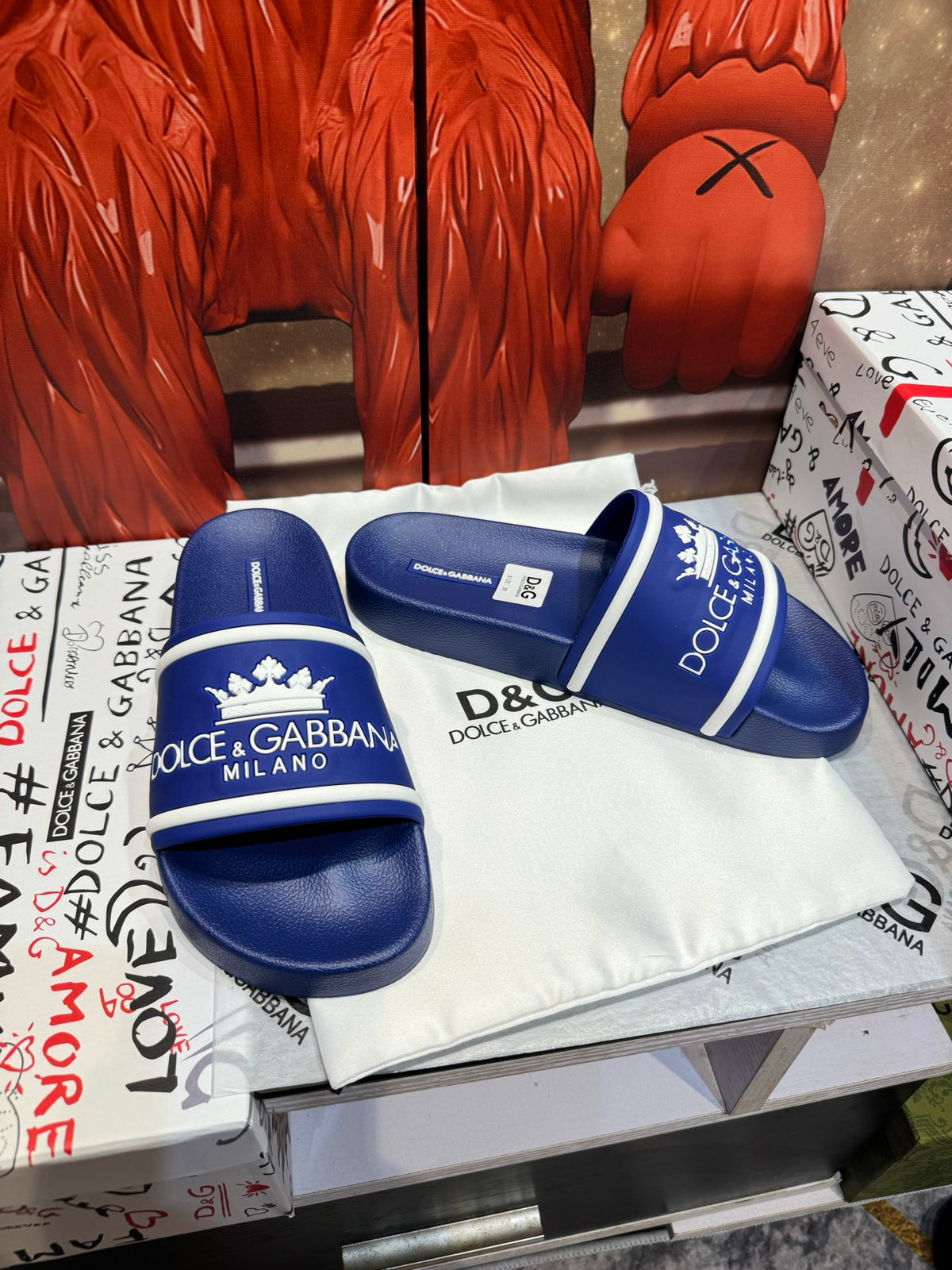 Dolce & Gabbana DG Men's Embossed-Logo PVC Slides