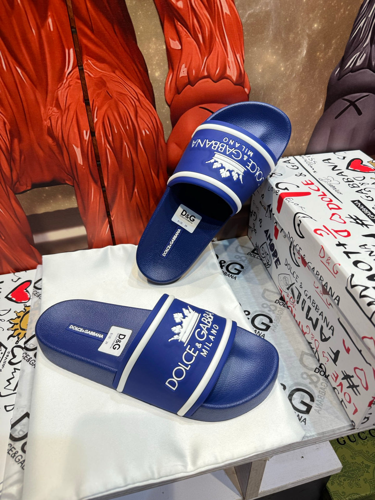 Dolce & Gabbana DG Men's Embossed-Logo PVC Slides