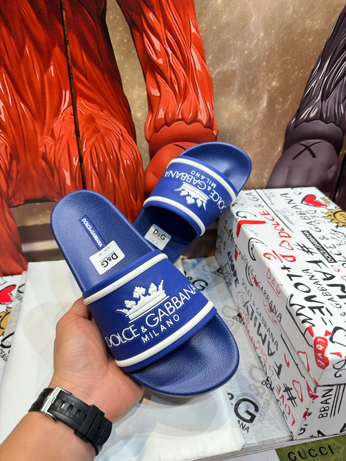 Dolce & Gabbana DG Men's Embossed-Logo PVC Slides