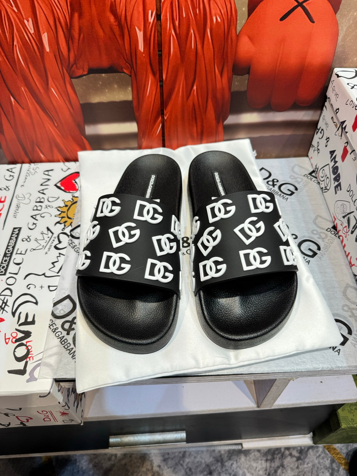 Dolce & Gabbana DG Men's Embossed-Logo PVC Slides