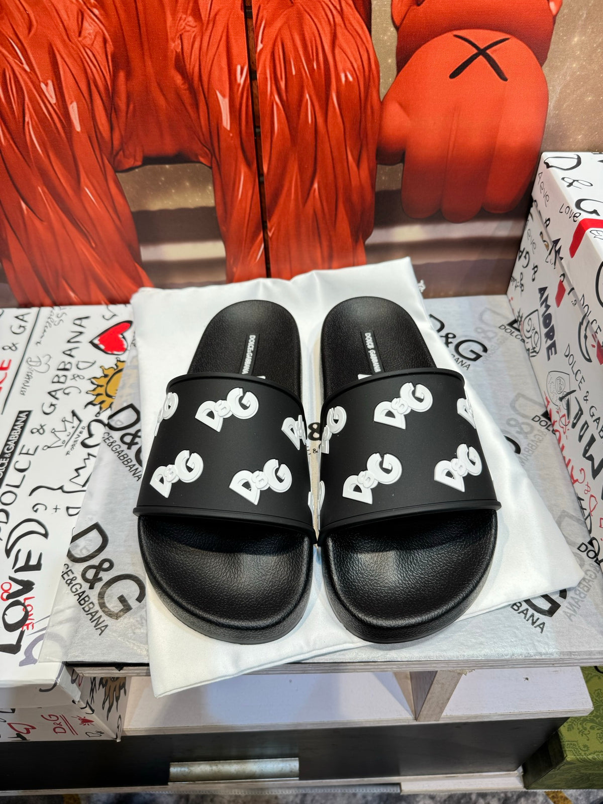 Dolce & Gabbana DG Men's Embossed-Logo PVC Slides
