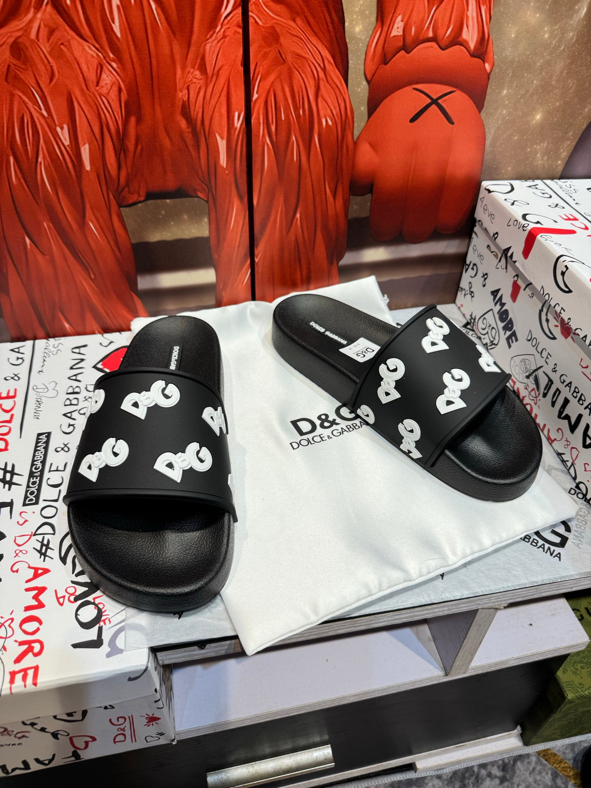 Dolce & Gabbana DG Men's Embossed-Logo PVC Slides