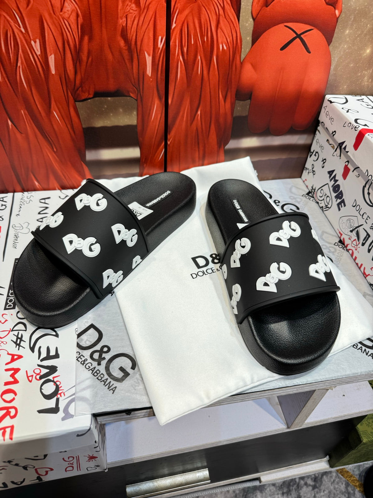 Dolce & Gabbana DG Men's Embossed-Logo PVC Slides