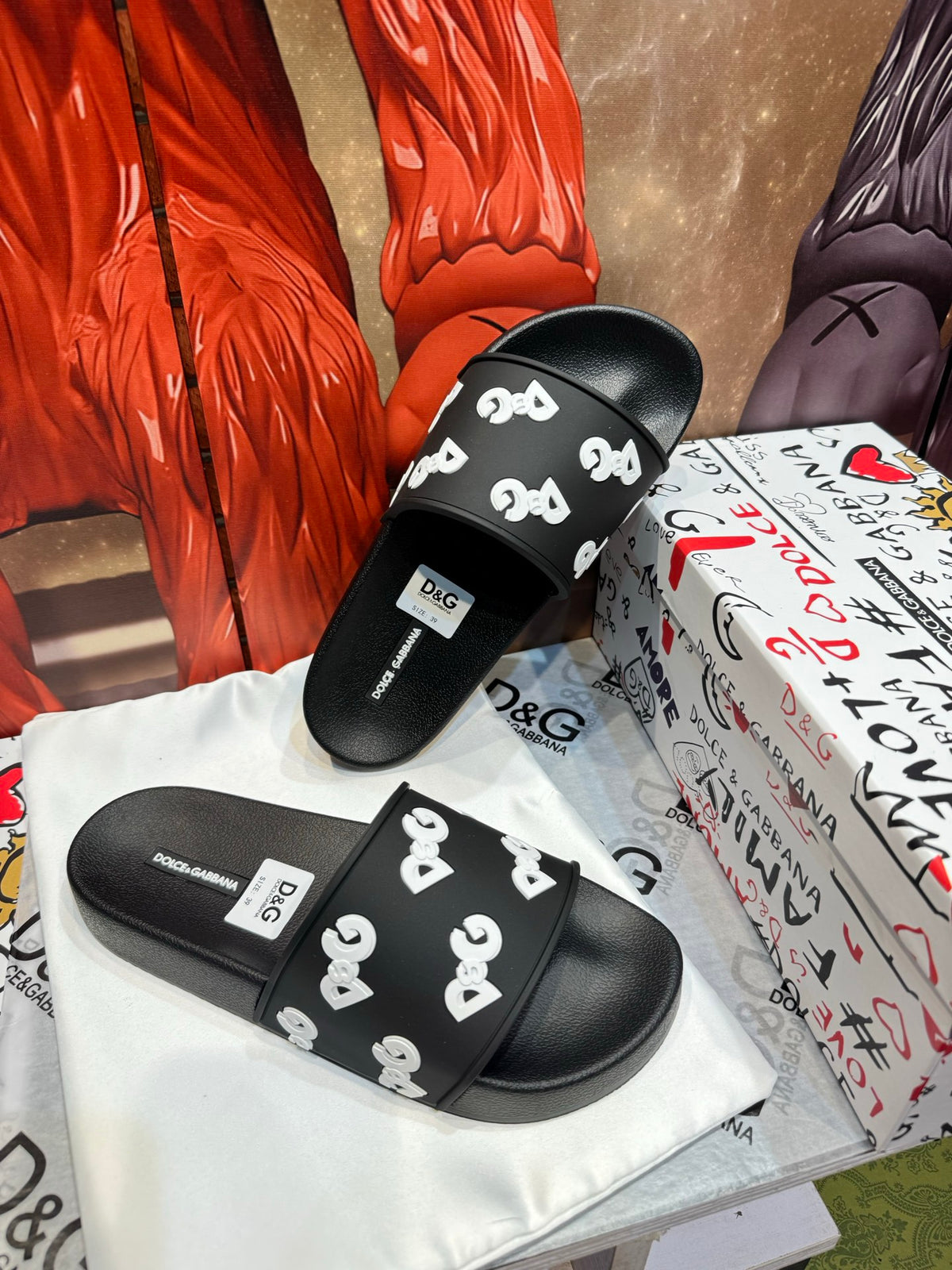 Dolce & Gabbana DG Men's Embossed-Logo PVC Slides