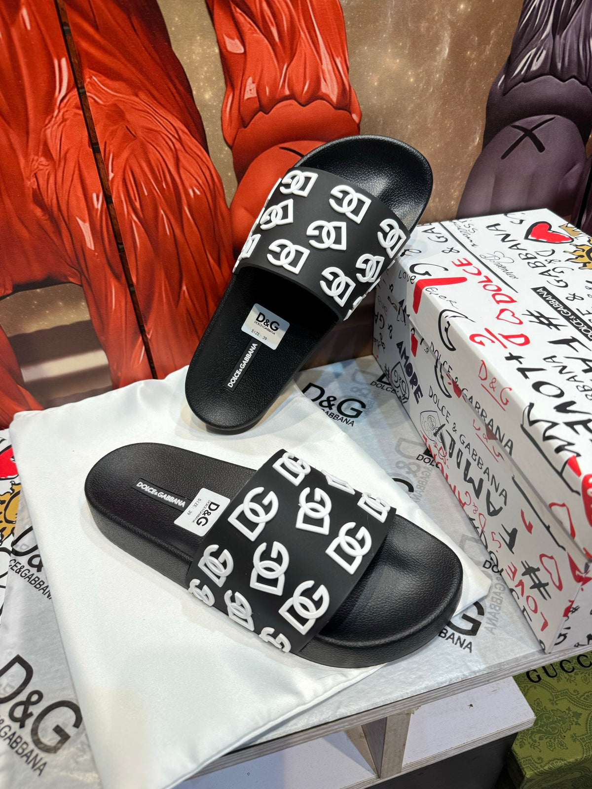 Dolce & Gabbana DG Men's Embossed-Logo PVC Slides