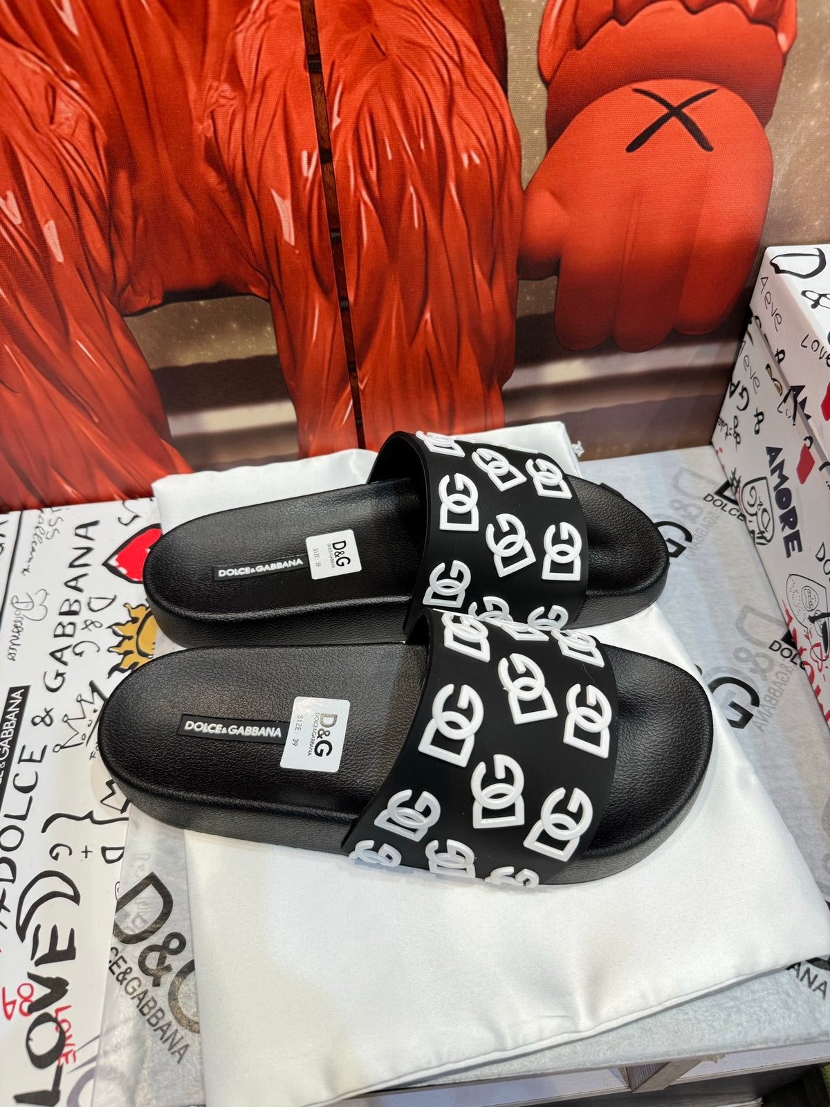 Dolce & Gabbana DG Men's Embossed-Logo PVC Slides
