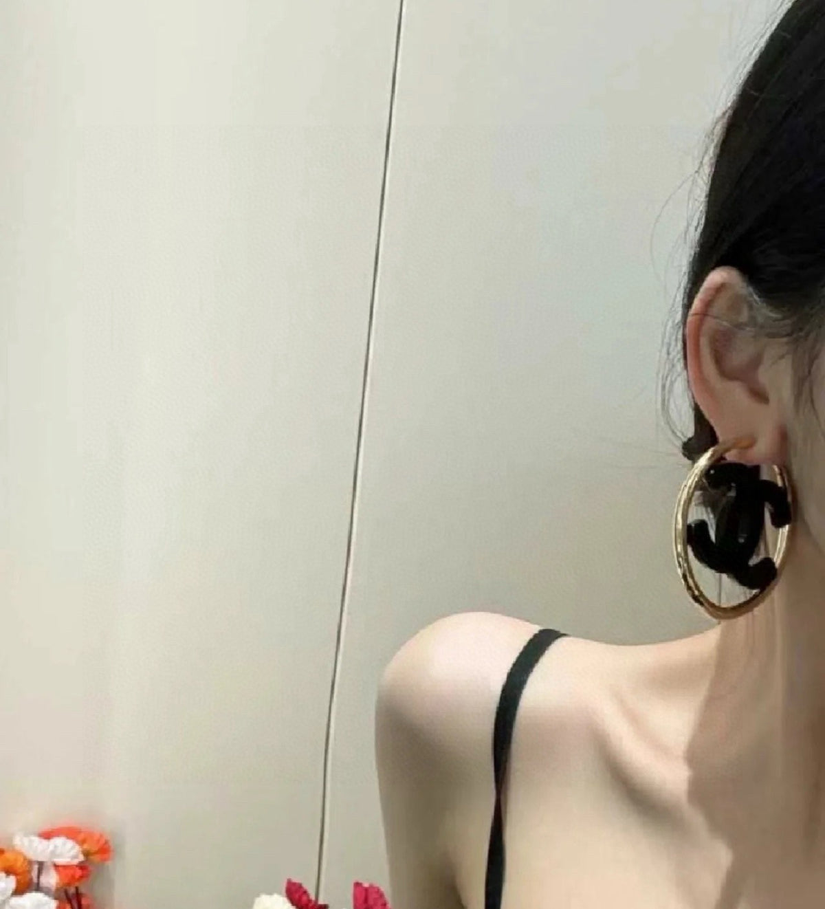 black and white acrylic luxury Stud Earrings for women - alternate angle view 5