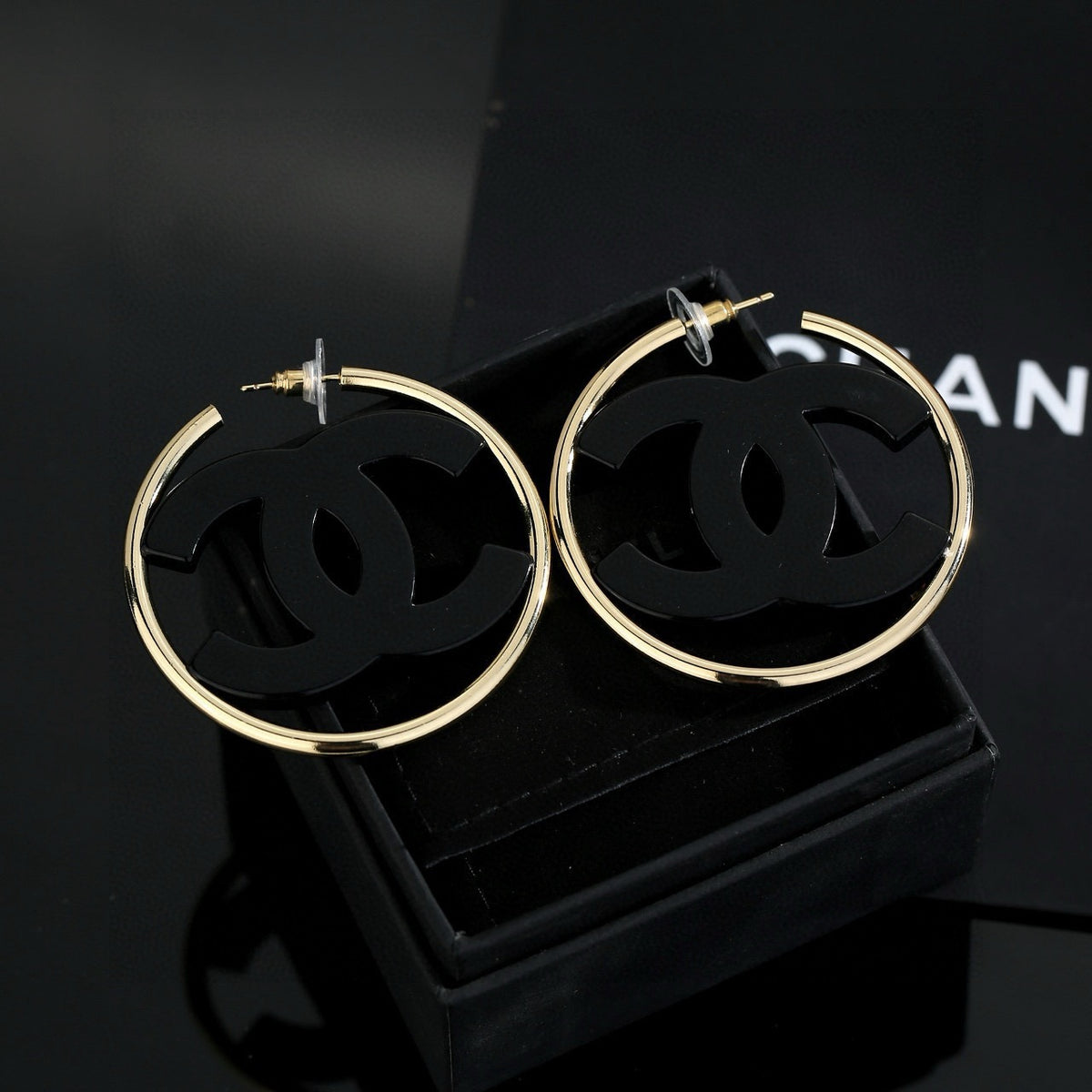 black and white acrylic luxury Stud Earrings for women - alternate angle view 7