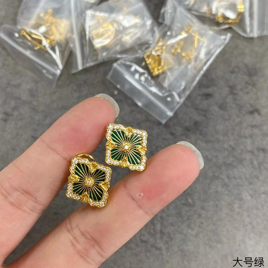 gold crystal crystal inlaid Drop Earrings for women - alternate angle view 2