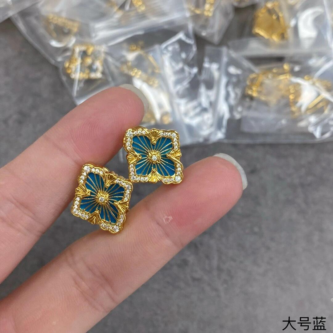 gold crystal crystal inlaid Drop Earrings for women - alternate angle view 3