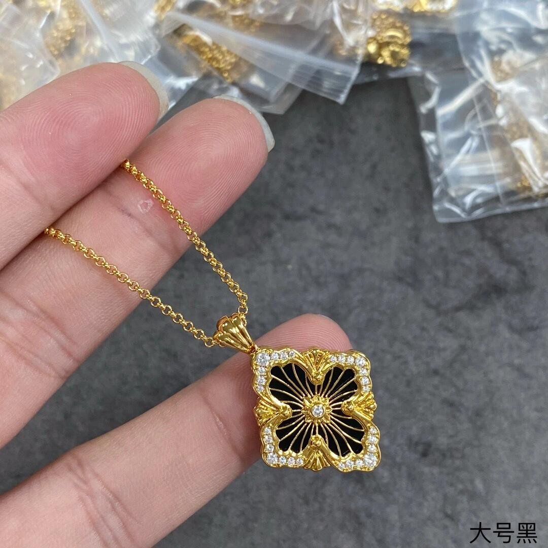 gold crystal crystal inlaid Necklace for women - alternate angle view 2