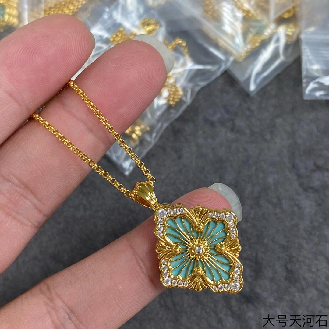 gold crystal crystal inlaid Necklace for women - alternate angle view 7