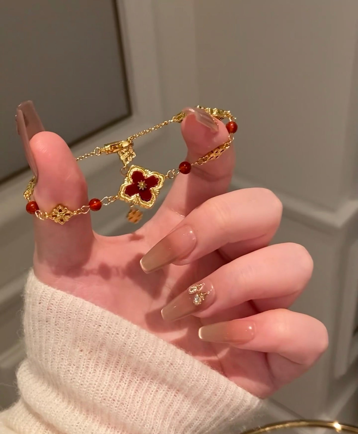 gold floral Bracelet for women - alternate angle view 2