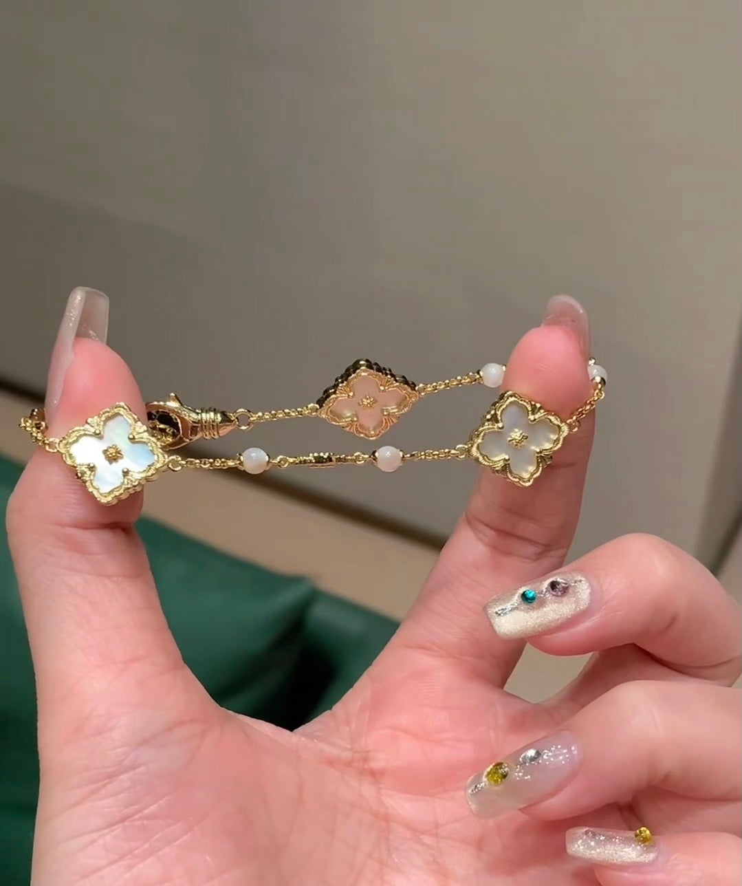 gold floral Bracelet for women - alternate angle view 3