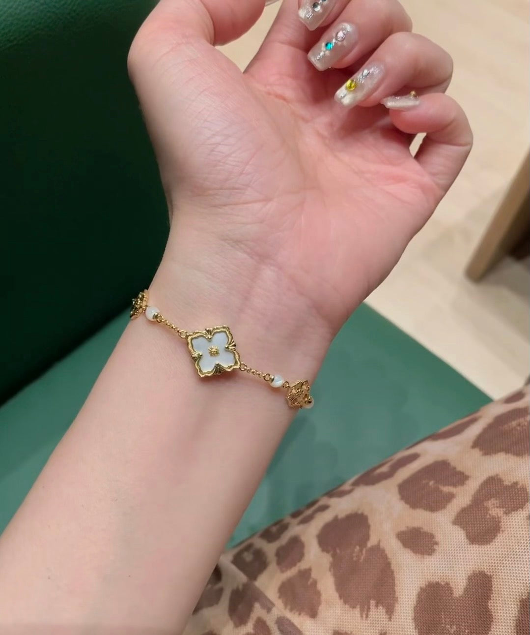 gold floral Bracelet for women - alternate angle view 4