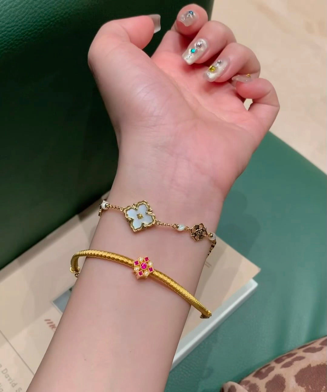 gold floral Bracelet for women - alternate angle view 5