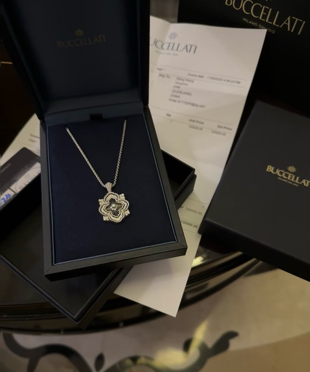 gold hollow Necklace for women - product detail view