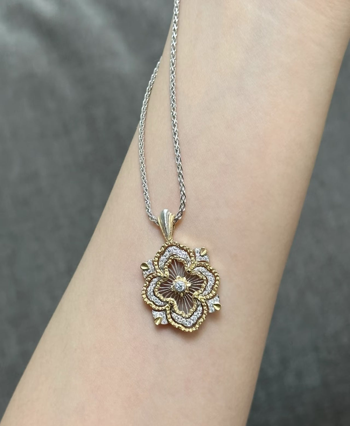 gold hollow Necklace for women - alternate angle view 6