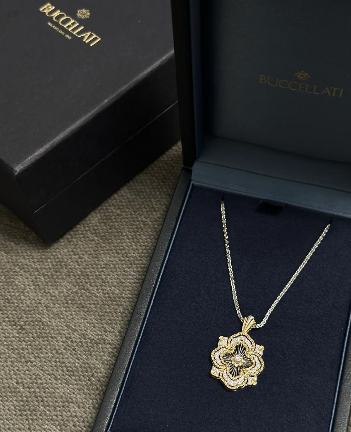 gold hollow Necklace for women - alternate angle view 3