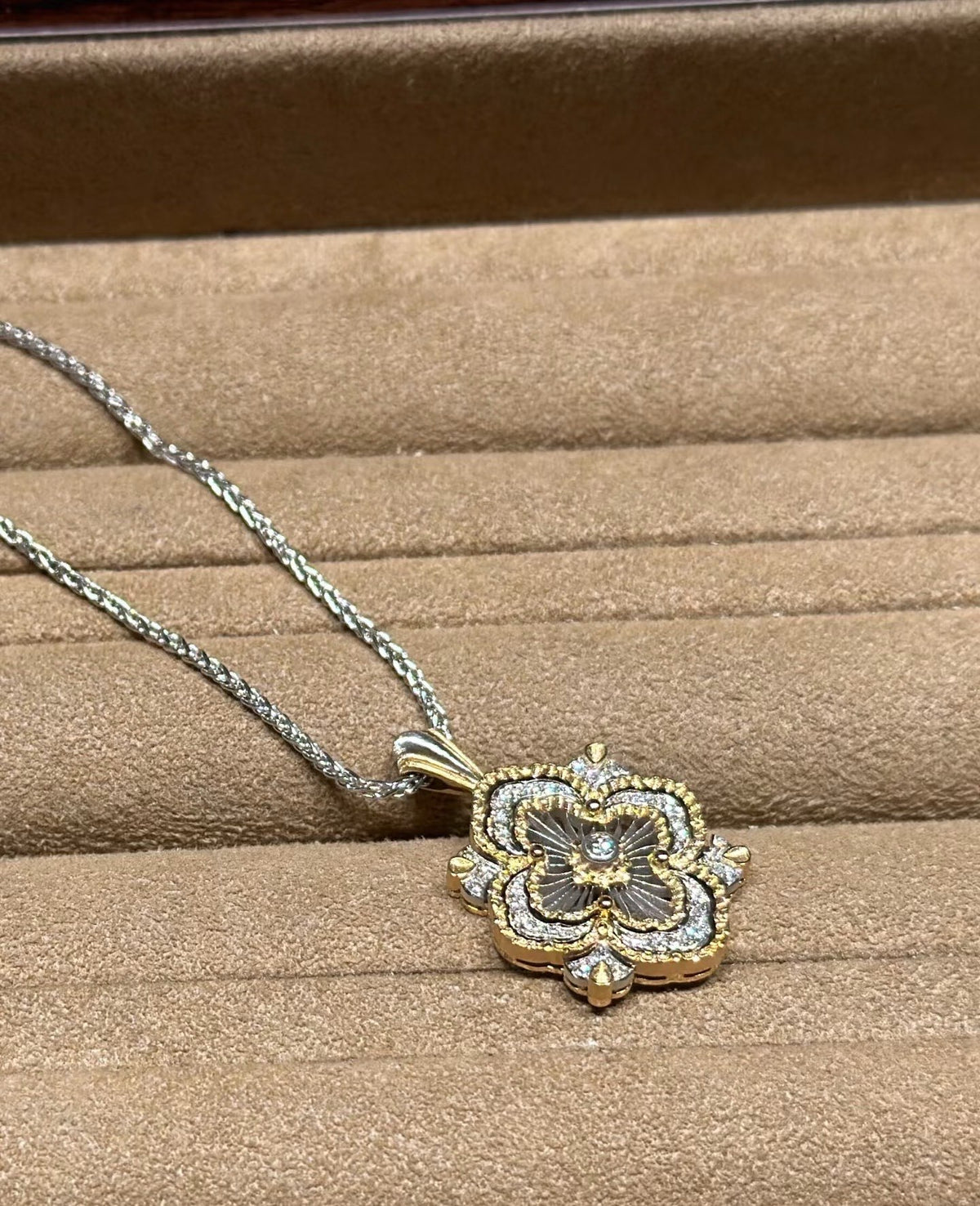 gold hollow Necklace for women - alternate angle view 5