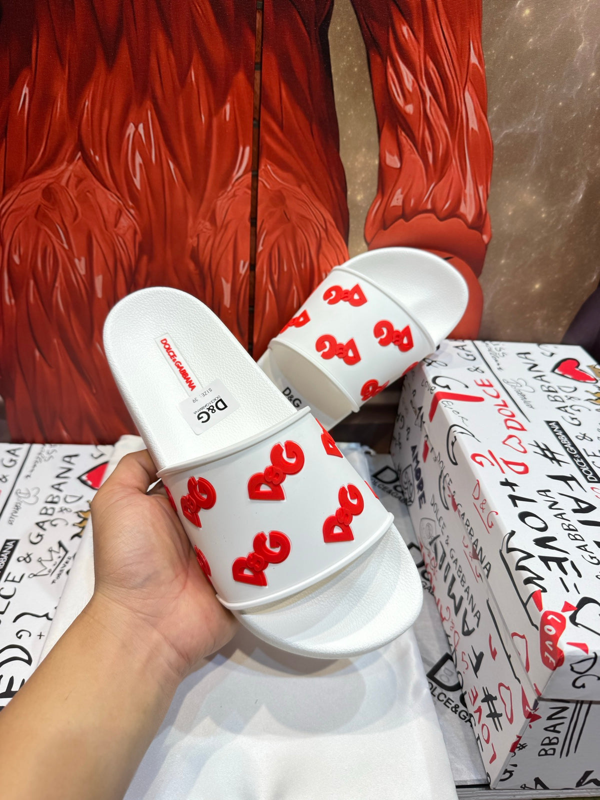 Dolce & Gabbana DG Men's Embossed-Logo PVC Slides