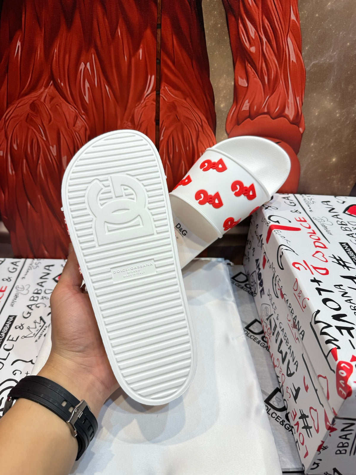 Dolce & Gabbana DG Men's Embossed-Logo PVC Slides