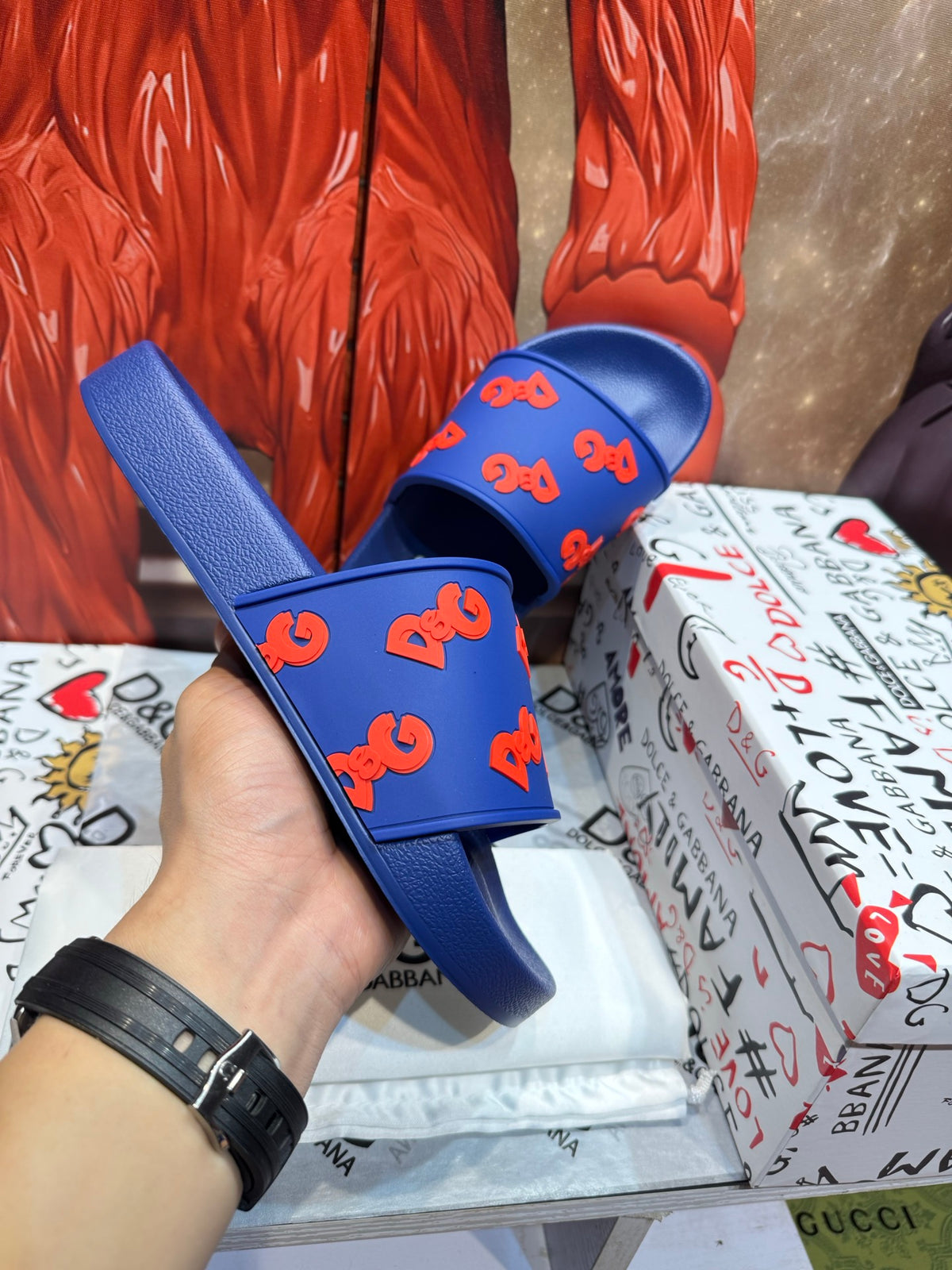 Dolce & Gabbana DG Men's Embossed-Logo PVC Slides