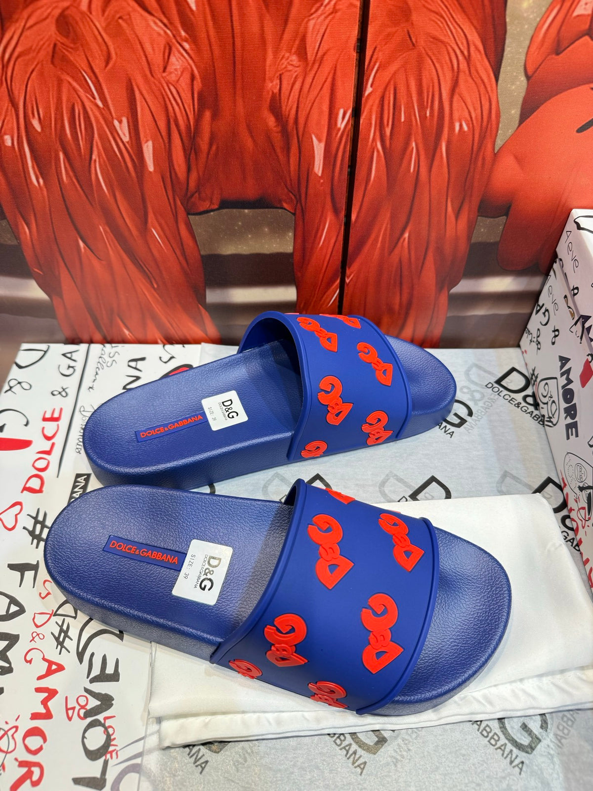 Dolce & Gabbana DG Men's Embossed-Logo PVC Slides