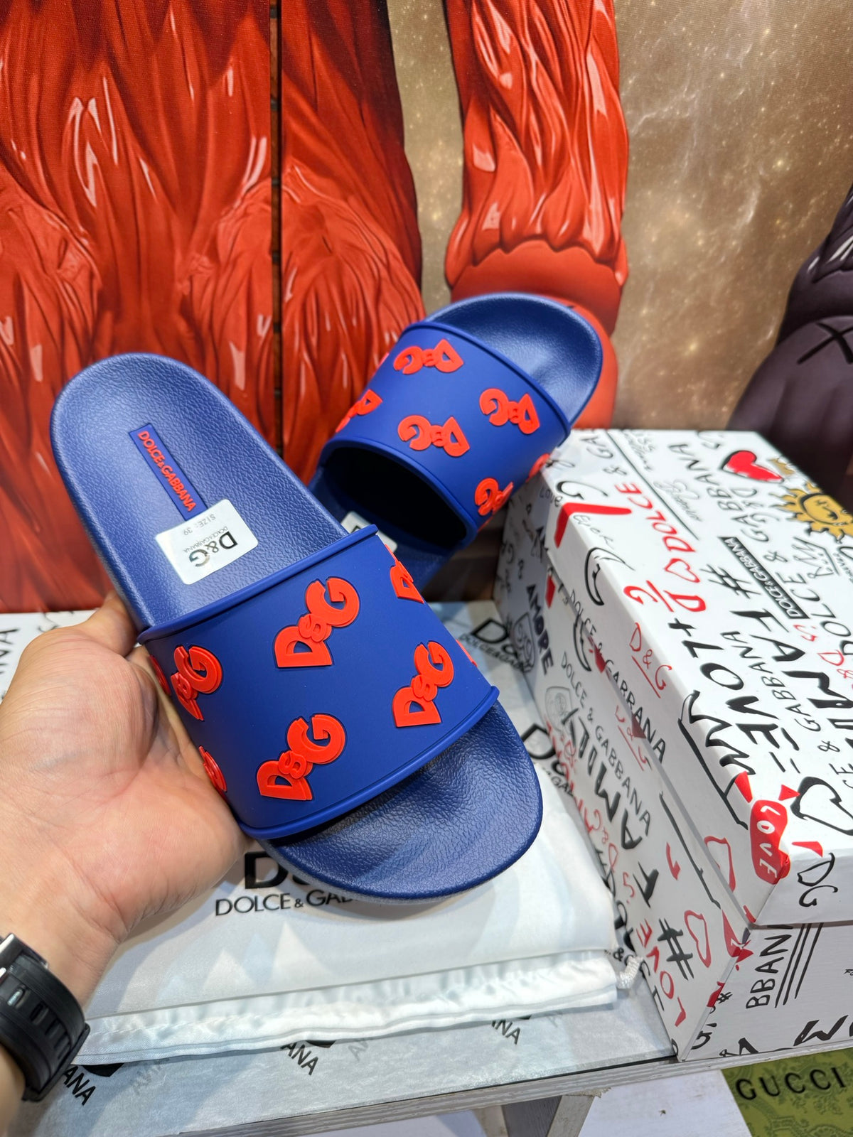 Dolce & Gabbana DG Men's Embossed-Logo PVC Slides