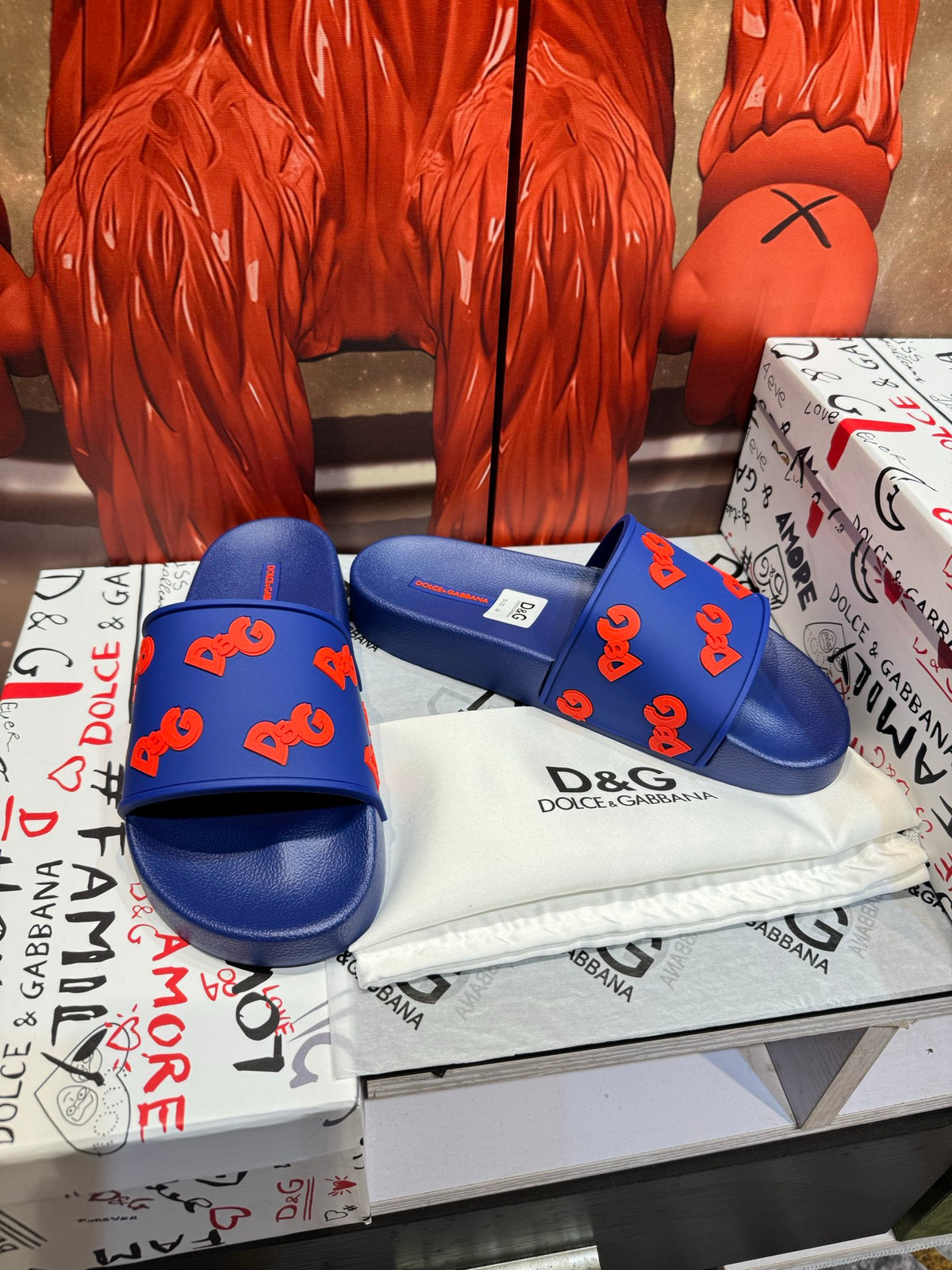 Dolce & Gabbana DG Men's Embossed-Logo PVC Slides