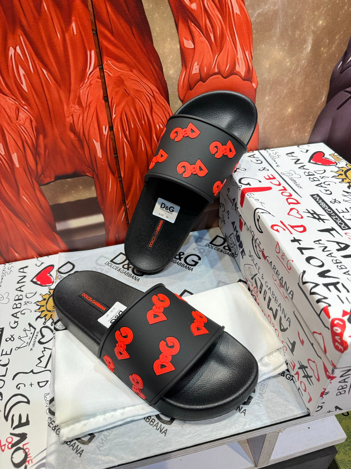 Dolce & Gabbana DG Men's Embossed-Logo PVC Slides