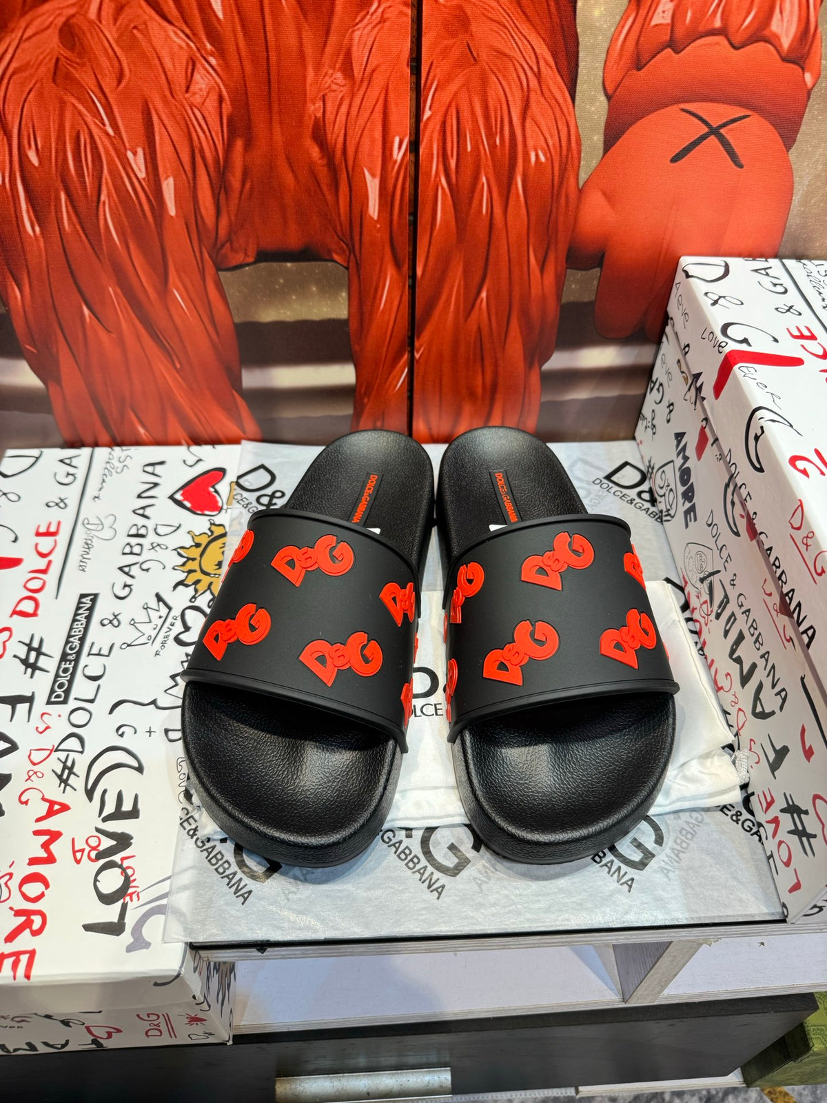 Dolce & Gabbana DG Men's Embossed-Logo PVC Slides